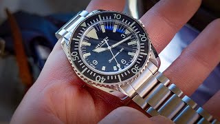 Helson Sharkmaster 300 Triangle Dial Dark Blue No Date Review [upl. by Hadias]