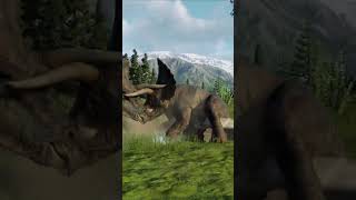 Jurassic World Evolution 2🌎 Stegosaurus Fight Triceratops Short [upl. by Eterg]