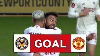 GOAL  Bruno Fernandes  Newport County 01 Manchester United  Fourth Round  Emirates FA Cup 2023 [upl. by Ellener]