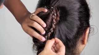 PARTY HAIRSTYLES  Updo hairstyle with braid  BridalThanksgivingChristmasDiwali makeupinfo [upl. by Anairuy]