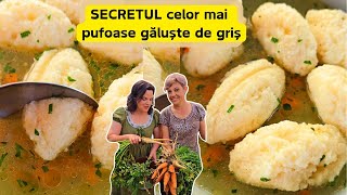 SUPA DE PUI CU GALUSTE cu SECRETUL celor mai pufoase găluște de griș [upl. by Erda209]