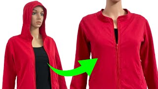 🔥 Perfect sewing technique to turn a hooded jacket into a hoodless one [upl. by Merrow50]