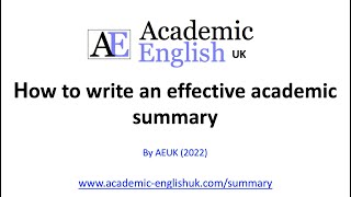 How to write an effective academic summary [upl. by Nilecoj]