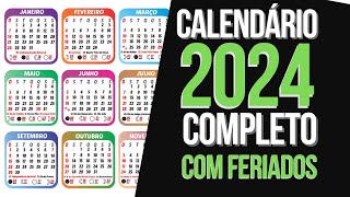 CALENDÁRIO 2024 COMPLETO COM FERIADOS NACIONAIS E LUAS DE 2024 [upl. by Misti903]