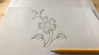 Beautiful Flower Drawing for Beginners  Simple Techniques [upl. by Atikcir]