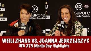 UFC 275 Weili Zhang vs Joanna Jedrzejczyk Media Day Highlights [upl. by Notlrak250]