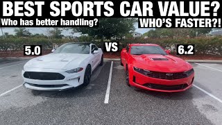 HEAD TO HEAD 2021 Camaro LT1 vs Mustang GT Base [upl. by Airenahs]