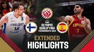 SemiFinals Finland 🇫🇮 vs Spain 🇪🇸  Extended Highlights  FIBA OQT 2024 Spain [upl. by Sugar]