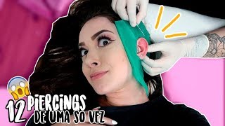 FIZ MAIS 12 PIERCINGS DE UMA SÓ VEZ [upl. by Atteuqnas446]