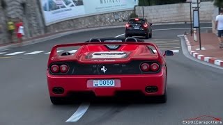 Supercars in Monaco 2015  VOL 16 F50 2x 918 LaFerrari Hamann Aventador 458 Aperta [upl. by Warder]