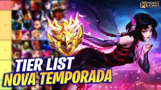 TIER LIST DOS MELHORES HERÓIS NOVA TEMPORADA S33  MOBILE LEGENDS [upl. by Oilenroc]