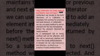 Why listiterator has add method but iterator does not havelistiterator java iterator java sti [upl. by Ilowell]
