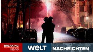 BERLIN SilvesterAusschreitungen Böller und Raketen auf Polizei Über 300 Festnahmen  WELT Stream [upl. by Winsor]