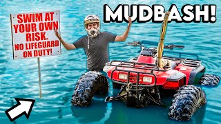 FLOATING MY FOURWHEELER ACROSS LAKE MUD BASH 2023 [upl. by Enomes]