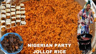 HOW TO MAKE NIGERIAN PARTY JOLLOF RICE FOR 100 PEOPLE JOLLOF RICE RECIPE [upl. by Vasti232]