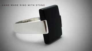 MAKING A BLACK STONE PACKING RING  HAND MADE SILVER RING [upl. by Ulyram]