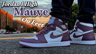 Jordan 1 High Mauve  On Feet “4K” Lace Swap [upl. by Atillertse]