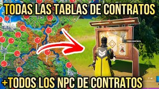 UBICACION DE TODAS LAS TABLAS DE CONTRATOS EN FORTNITE  UBICACION PERSONAJES QUE OFRECEN CONTRATOS [upl. by Calloway]