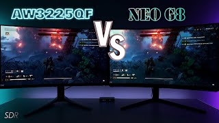 QD OLED Gen 3 vs Mini LED HDR AW3225QF Vs Neo G8 [upl. by Strain]