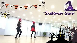 Skeleton Sam 💚 Line Dance Demo  할로윈데이 [upl. by Ynnohj]