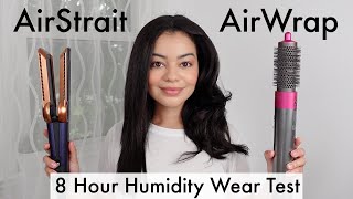 DYSON AIRSTRAIT VS AIRWRAP ON CURLY HAIR  8 HOUR HUMIDITY WEAR TEST 😱 [upl. by Heidi]