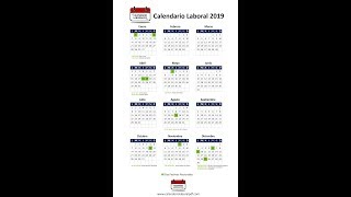 Calendario Laboral 2019  Festivos nacionales 2019 [upl. by Vere435]