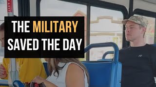 Military saves girl on bus🤔🎖️🪖 [upl. by Blakeley547]