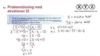 Y 53 Problemlösning med ekvationer I [upl. by Rennold]