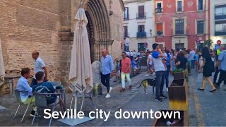 Explore Sevilla City Downtown Neighborhood on summer 4k Walking tour [upl. by Bacchus]