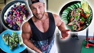 WHAT I EAT IN A DAY BUILDING VEGAN MUSCLE  LEAN GAINS [upl. by Schilling509]