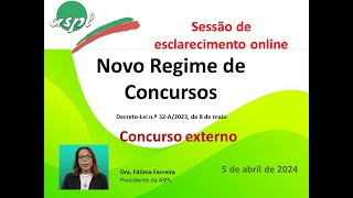 ASPL  Sessão esclarecimento online  Novo regime concursos  Concurso Externo  parte II  5 abril [upl. by Selestina]