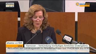 Vorläufiges amtliches Endergebnis der Landtagswahl Niedersachsen  VOR ORT vom 20012013 [upl. by Latsyk517]