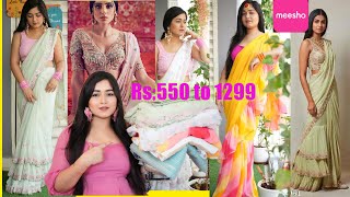 OMG 👌Must Buy Designer Sarees From Meesho Rs550 to 1299 Only meesho designer sarees [upl. by Hras]