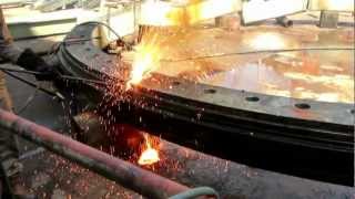 Thermal Lance In Action  Scrapping a 2 million dollar FPSO turret bearing [upl. by Eddina]