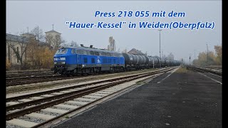 Press 218 055 mit dem quotHauerKesselquot in WeidenOberpfalz [upl. by Aikahc]