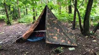 Hungarian Zeltbahn shelter set up in torrential rain [upl. by Edrick]