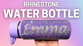 HOW TO MAKE A RHINESTONE WATER BOTTLE  DIY Personalized Bling Tumbler With Vinyl Name Tutorial [upl. by Igic]