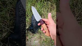 Handmade Damascus steel Pairing knife with awesome 🤩 leather sheath ❤️😍 viralvideo shorts edc [upl. by Gerhardt353]