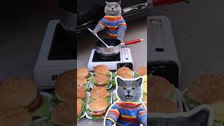 Dont Waste🚫 Turn Ham Into Delicious Food😊🍔 funnycat catmemes trending [upl. by Euqinorev789]