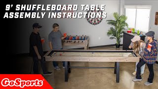 GoSports Premium 9 ft Shuffleboard Table Assembly Instructions [upl. by Enileve]