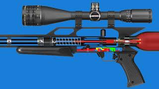 AirForce  GunPower PCP Condor SS mechanism  2D animation  How PCP airgun works pcpcondor [upl. by Suravart]