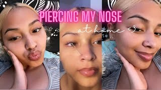 PIERCING MY NOSE  How I pierced my nose at home using Amazon piercing kit [upl. by Nerhe]