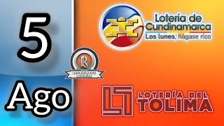 Resultados de las LOTERIAS CUNDINAMARCA Y TOLIMA del Lunes 5 de Agosto del 2024 [upl. by Karp5]