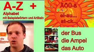 Alphabet und Wörter mit Artikeln und Bildern  Deutsch A1  Alphabetisierung DaFDaZ kostenlos [upl. by Saddler]