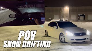 POV Snow Drifting in The AWD G35 [upl. by Catie]