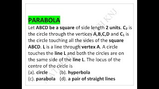 Q20 Let ABCD be a square of side length 2 units C2 is circle through the vertices ABCD and C1 [upl. by Norbie]