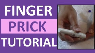 How to Prick Finger Tips with a Lancet Device for Checking a Blood Sugar  Nursing Skills [upl. by Jackelyn864]