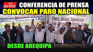 ¡ÚLTIMO MINUTO🚨 CONFERENCIA DE PRENSA CONVOCATORIA DE PARO NACIONAL DESDE AREQUIPA [upl. by Aicirtap]