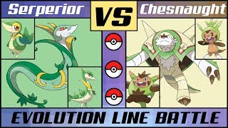 SERPERIOR vs CHESNAUGHT Evolution Line Battle Pokémon SunMoon [upl. by Michigan770]