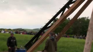 The Trebuchet Launching a Car Piano and Incendiary Drum [upl. by Miza]